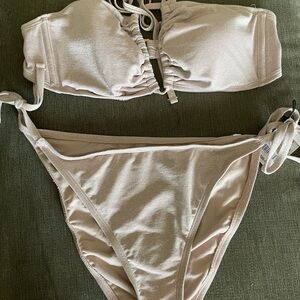 Shade & Shore sz L, 12/14 two piece bikini, cheeky, beige, glittery, nwt
